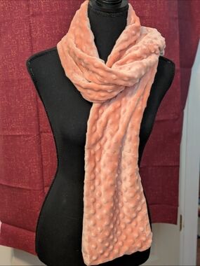Soft Plush Dot Scarf - Blush Pink